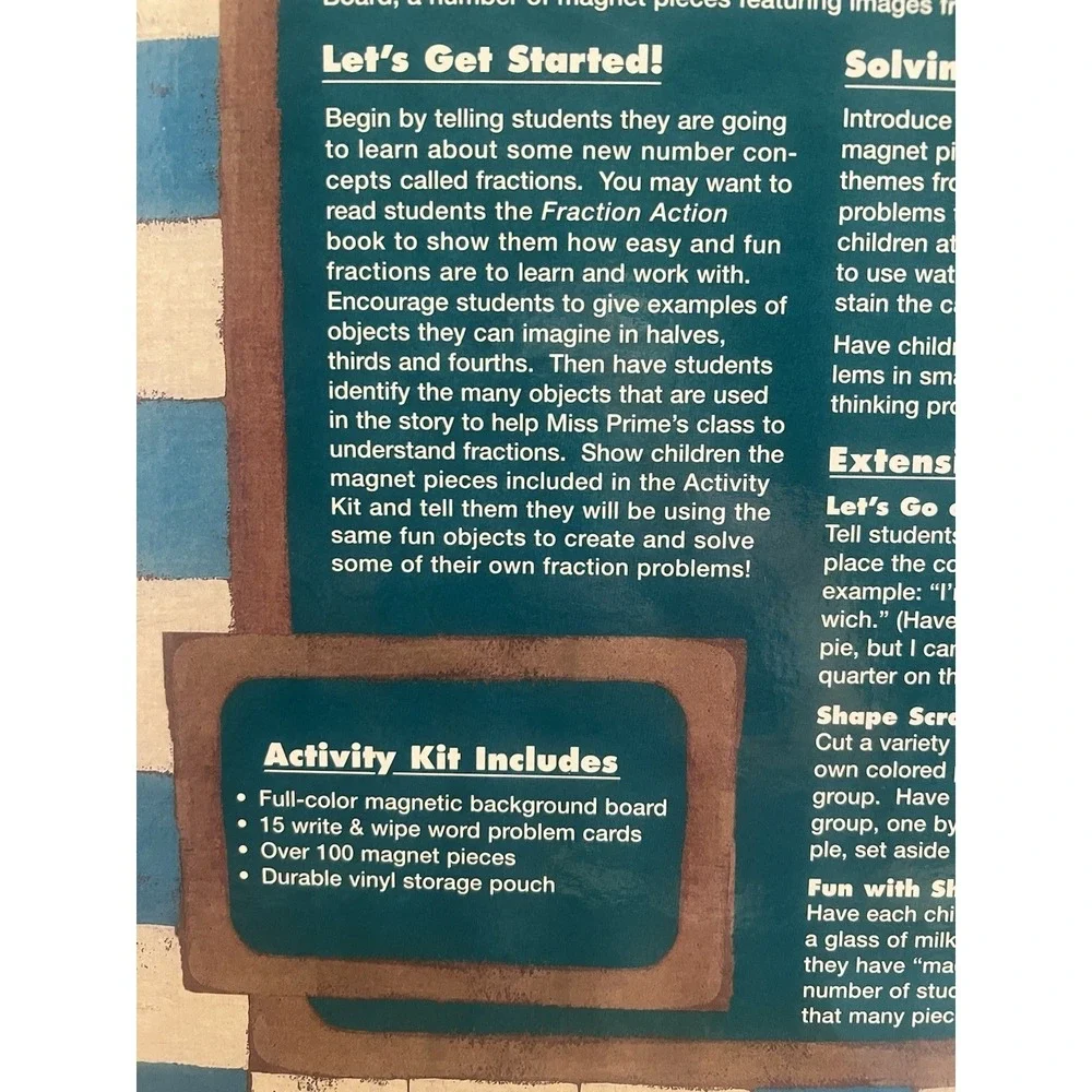 Vintage Lakeshore Fraction Action Complete Activity Kit NEW SEALED Loreen Leedy